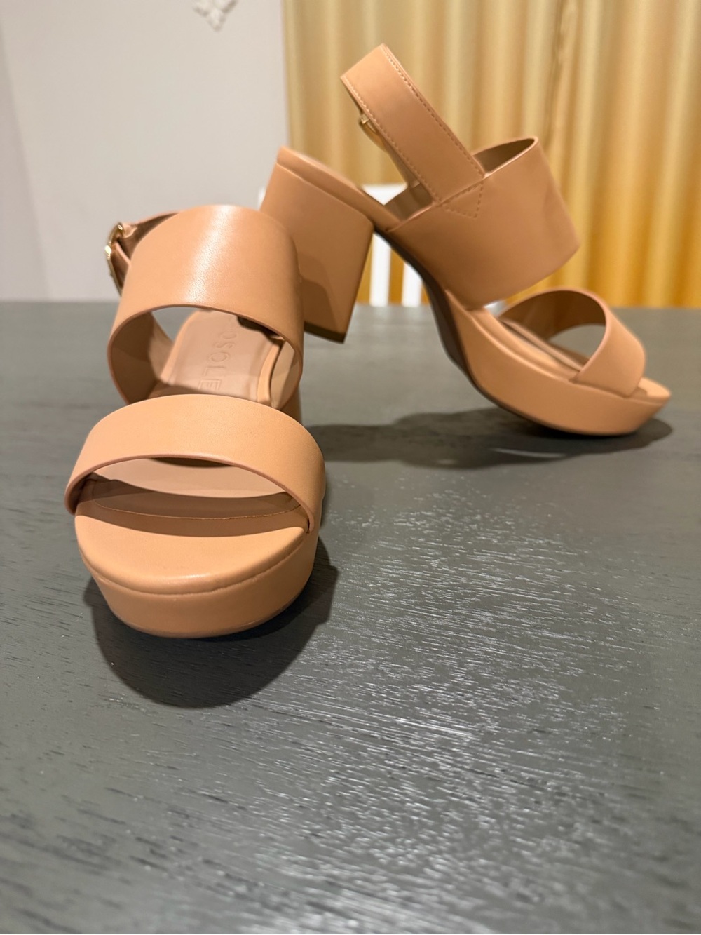 AEROSOLES Tan Camilia Platform Block Heel Sandals
